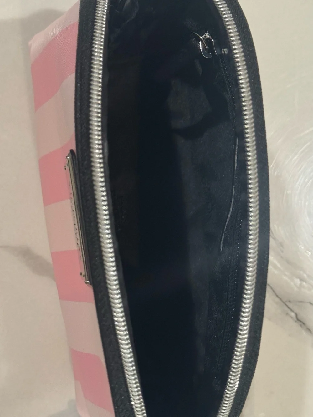 Victoria's Secret Pink and White Striped Cosmetic Pouch